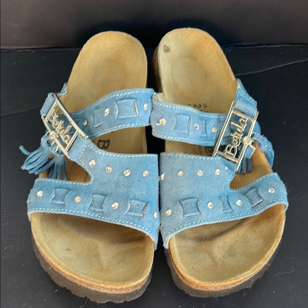 Betula Birkenstock blue suede with rhinestone. Size 7